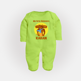 My First Dussehra Karan Bow Warrior Fullbody suit - LIME GREEN - New Born (Chest 7.5")