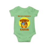 My First Dussehra Karan Bow Warrior Romper - GREEN - New Born (Chest 14")