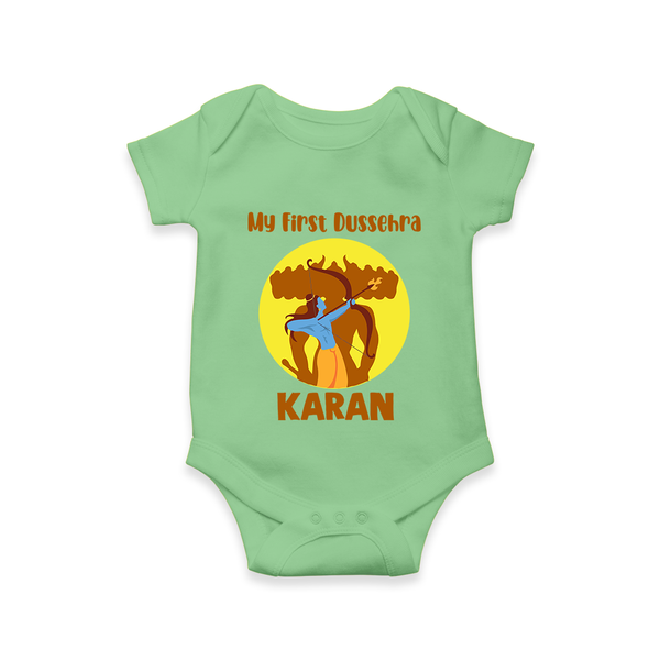 My First Dussehra Karan Bow Warrior Romper - GREEN - New Born (Chest 14")