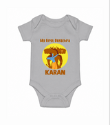 My First Dussehra Karan Bow Warrior Romper - GREY - New Born (Chest 14")