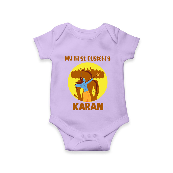 My First Dussehra Karan Bow Warrior Romper - LILAC - New Born (Chest 14")