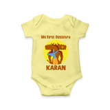 My First Dussehra Karan Bow Warrior Romper - PASTEL YELLOW - New Born (Chest 14")