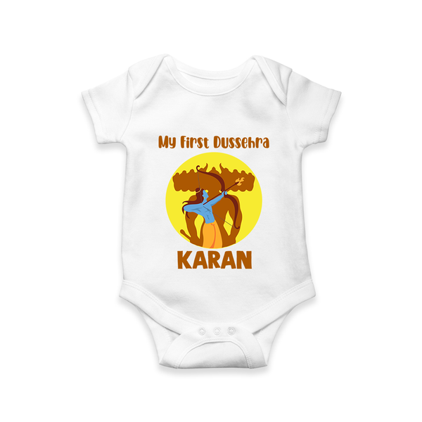 My First Dussehra Karan Bow Warrior Romper - WHITE - New Born (Chest 14")