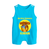 My First Dussehra Karan Bow Warrior Button Romper - SKY BLUE - New Born (Chest 18")