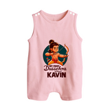 My First Dussehra Kavin Ram Archer Button Romper - BABY PINK - New Born (Chest 18")