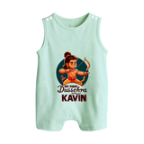 My First Dussehra Kavin Ram Archer Button Romper - MINT GREEN - New Born (Chest 18")