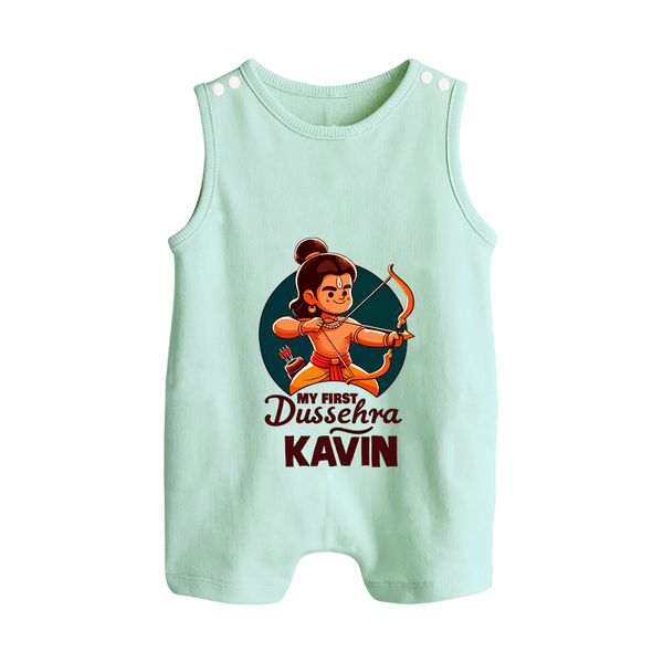 My First Dussehra Kavin Ram Archer Button Romper - MINT GREEN - New Born (Chest 18")