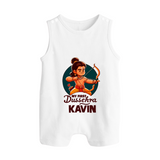 My First Dussehra Kavin Ram Archer Button Romper - WHITE - New Born (Chest 18")