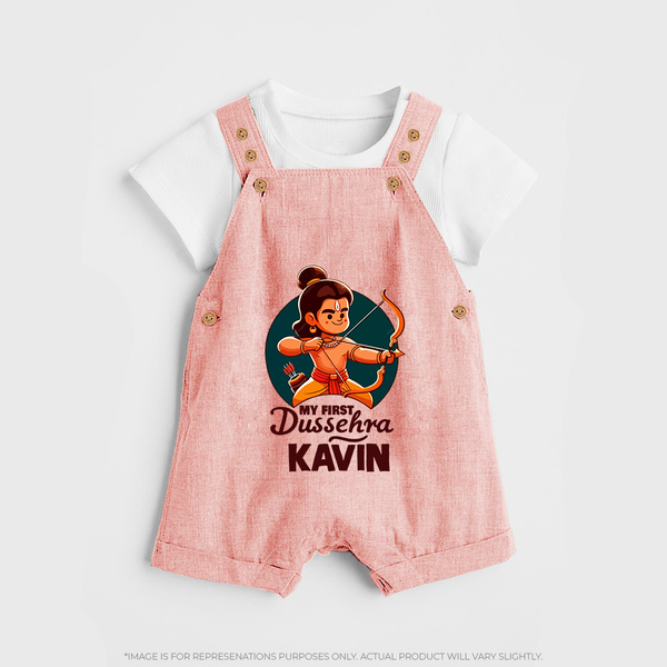 My First Dussehra Kavin Ram Archer Dungaree - PEACH - 0 - 5 Months Old (Chest 18")