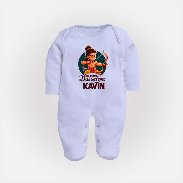 My First Dussehra Kavin Ram Archer Fullbody suit - BABY BLUE - New Born (Chest 7.5")