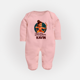 My First Dussehra Kavin Ram Archer Fullbody suit - BABY PINK - New Born (Chest 7.5")