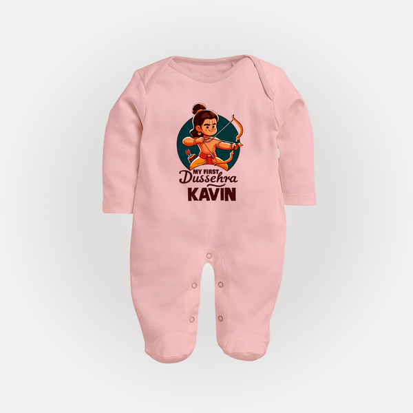 My First Dussehra Kavin Ram Archer Fullbody suit - BABY PINK - New Born (Chest 7.5")