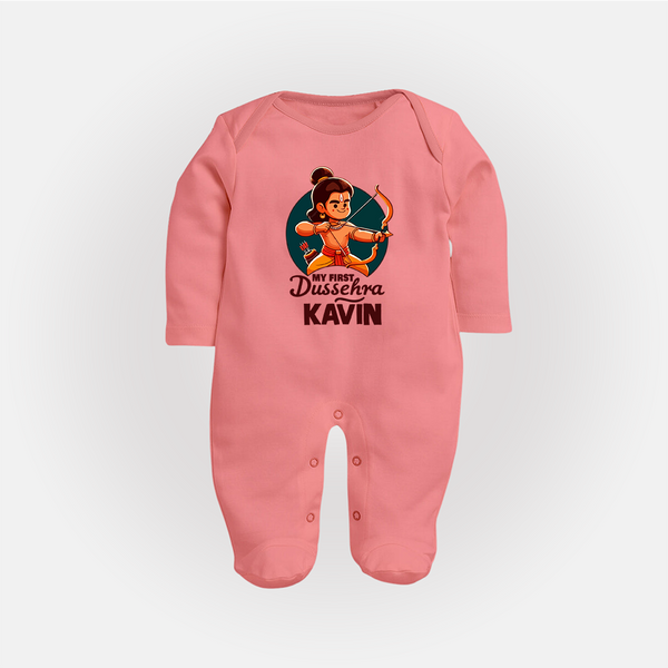 My First Dussehra Kavin Ram Archer Fullbody suit - PEACH - New Born (Chest 7.5")