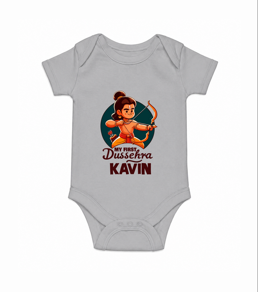 My First Dussehra Kavin Ram Archer Romper - GREY - New Born (Chest 14")