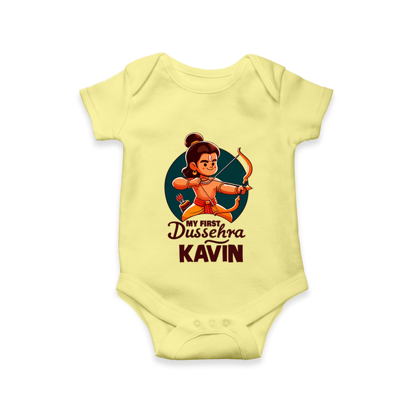 My First Dussehra Kavin Ram Archer Romper - PASTEL YELLOW - New Born (Chest 14")