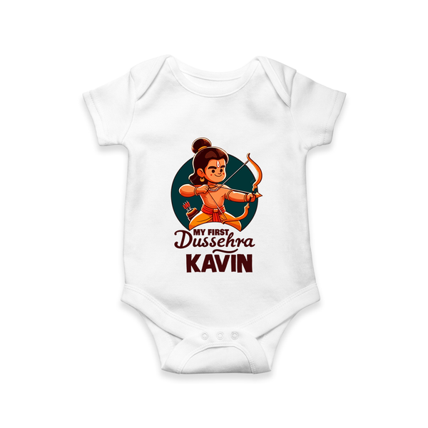 My First Dussehra Kavin Ram Archer Romper - WHITE - New Born (Chest 14")