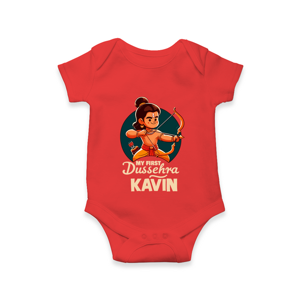 My First Dussehra Kavin Ram Archer Romper - RED - New Born (Chest 14")