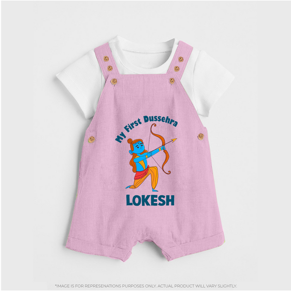 My First Dussehra Lokesh Victory Bow Dungaree - BABY PINK - 0 - 5 Months Old (Chest 18")