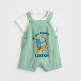 My First Dussehra Lokesh Victory Bow Dungaree - MINT GREEN - 0 - 5 Months Old (Chest 18")