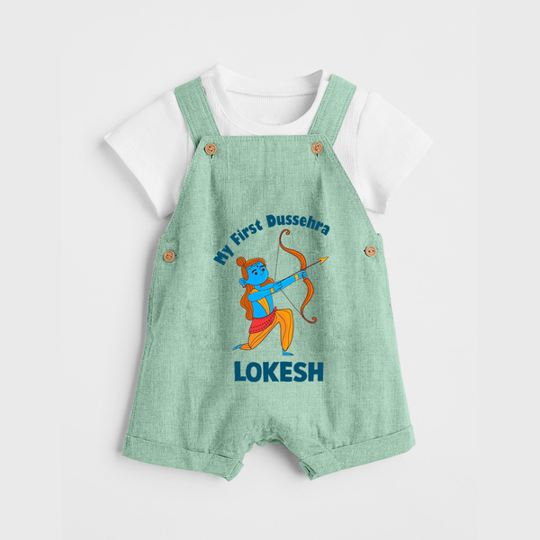 My First Dussehra Lokesh Victory Bow Dungaree - MINT GREEN - 0 - 5 Months Old (Chest 18")