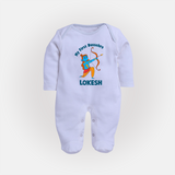 My First Dussehra Lokesh Victory Bow Fullbody suit - BABY BLUE - New Born (Chest 7.5")