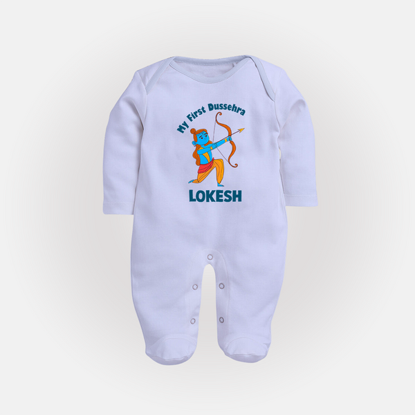 My First Dussehra Lokesh Victory Bow Fullbody suit - BABY BLUE - New Born (Chest 7.5")