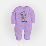 My First Dussehra Lokesh Victory Bow Fullbody suit - LILAC - New Born (Chest 7.5")