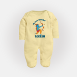 My First Dussehra Lokesh Victory Bow Fullbody suit - PASTEL YELLOW - New Born (Chest 7.5")