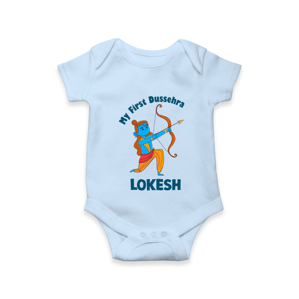 My First Dussehra Lokesh Victory Bow Romper - BABY BLUE - New Born (Chest 14")