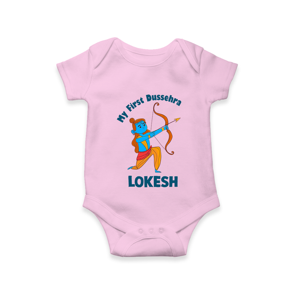 My First Dussehra Lokesh Victory Bow Romper - BABY PINK - New Born (Chest 14")
