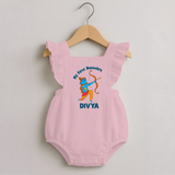 My First Dussehra Lokesh Victory Bow Romper Frock - BABY PINK - 0 - 3 Months Old (Chest 19")