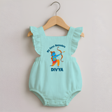 My First Dussehra Lokesh Victory Bow Romper Frock - MINT GREEN - 0 - 3 Months Old (Chest 19")