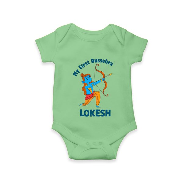 My First Dussehra Lokesh Victory Bow Romper - GREEN - New Born (Chest 14")
