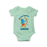 My First Dussehra Lokesh Victory Bow Romper - MINT GREEN - New Born (Chest 14")