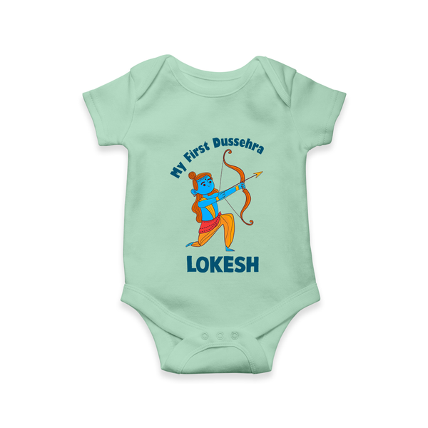 My First Dussehra Lokesh Victory Bow Romper - MINT GREEN - New Born (Chest 14")