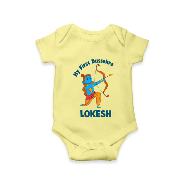 My First Dussehra Lokesh Victory Bow Romper - PASTEL YELLOW - New Born (Chest 14")