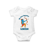 My First Dussehra Lokesh Victory Bow Romper - WHITE - New Born (Chest 14")