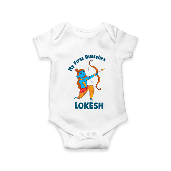 My First Dussehra Lokesh Victory Bow Romper - WHITE - New Born (Chest 14")