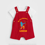 My First Dussehra Lokesh Victory Bow Dungaree - RED - 0 - 5 Months Old (Chest 18")