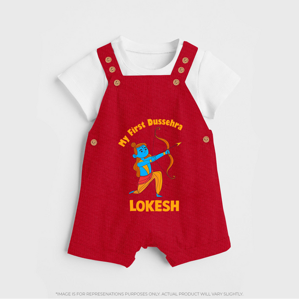 My First Dussehra Lokesh Victory Bow Dungaree - RED - 0 - 5 Months Old (Chest 18")