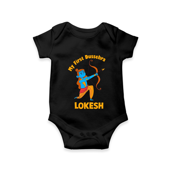 My First Dussehra Lokesh Victory Bow Romper - BLACK - New Born (Chest 14")