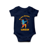 My First Dussehra Lokesh Victory Bow Romper - NAVY BLUE - New Born (Chest 14")