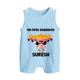 My First Dussehra Suresh Ravan King Button Romper - BABY BLUE - New Born (Chest 18")