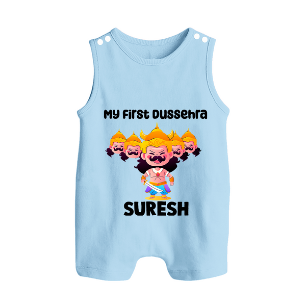 My First Dussehra Suresh Ravan King Button Romper - BABY BLUE - New Born (Chest 18")