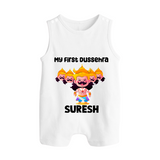 My First Dussehra Suresh Ravan King Button Romper - WHITE - New Born (Chest 18")
