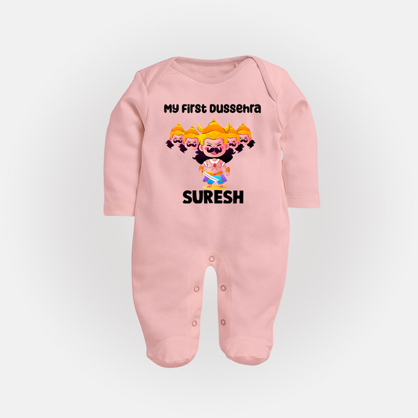 My First Dussehra Suresh Ravan King Fullbody suit - BABY PINK - New Born (Chest 7.5")