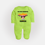 My First Dussehra Suresh Ravan King Fullbody suit - LIME GREEN - New Born (Chest 7.5")