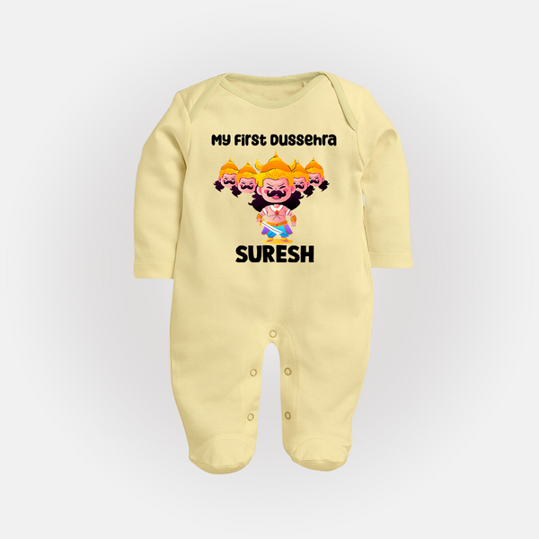 My First Dussehra Suresh Ravan King Fullbody suit - PASTEL YELLOW - New Born (Chest 7.5")