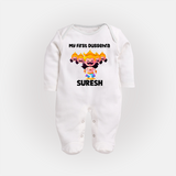 My First Dussehra Suresh Ravan King Fullbody suit - WHITE - New Born (Chest 7.5")