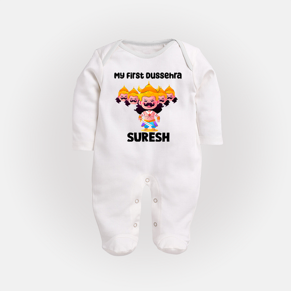 My First Dussehra Suresh Ravan King Fullbody suit - WHITE - New Born (Chest 7.5")